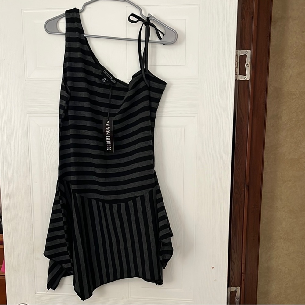 Current Mood Black Striped Mini Dress